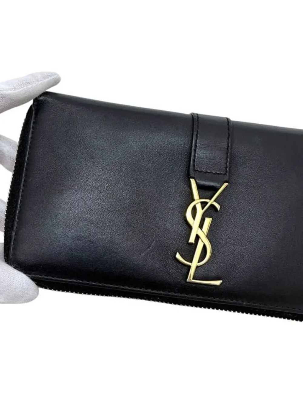 Saint Laurent Zip Around Wallet Black Cassandra Cfp - Picture 7 of 10